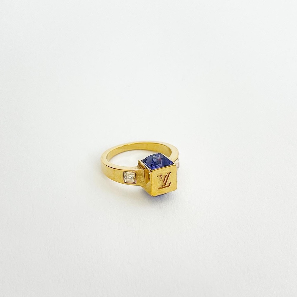 LOUIS VUITTON GAMBLE CUBE & SWAROVSKI STONE RING 6